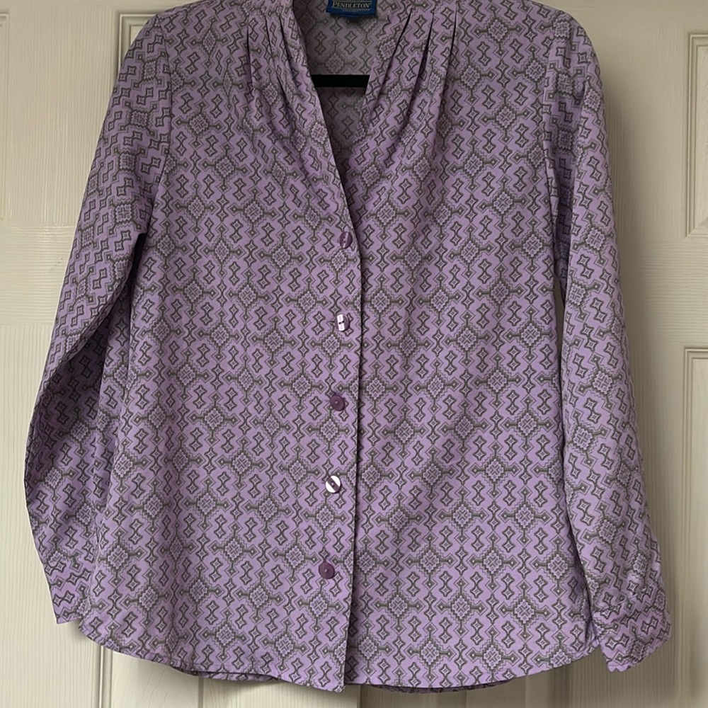 Pendleton Lavender Aztec Southwest Print‎ Button Up Women’s Shirt Sz 4